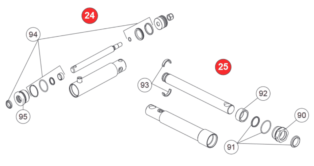 Western HTS Hydraulic Ram / Cylinders Parts Diagram