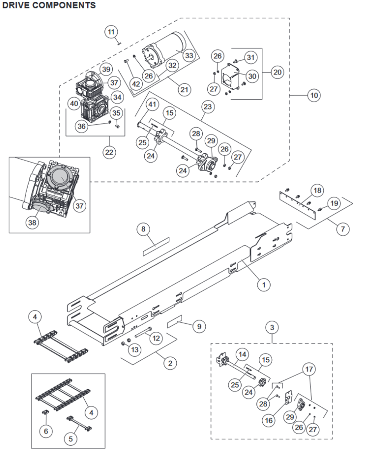 Tornado (1.5, 1.8 & 2.5 Cu. Yd.) Fleet Flex Drive Components Diagram
